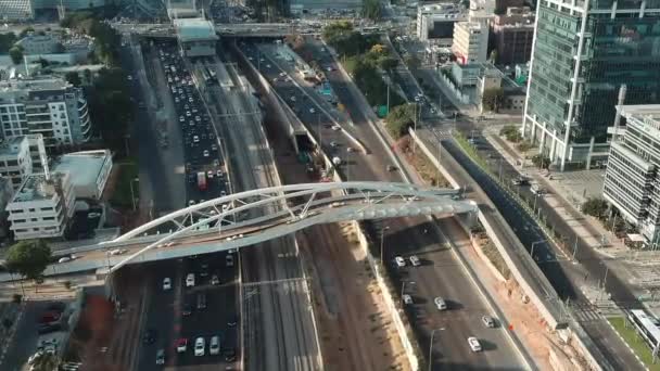 Tel Aviv Israel September 2019 Zentrum Der Stadt Drohnen Skyline — Stockvideo