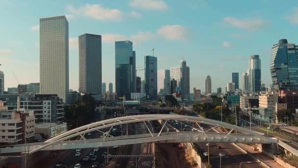 Tel Aviv Israël September 2019 Centrum Van Stad Luchtfoto Drone — Stockvideo