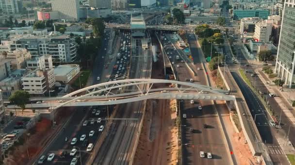 Tel Aviv Israele Settembre 2019 Centro Città Skyline Drone Aereo — Video Stock