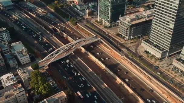 Tel Aviv Israel Septiembre 2019 Centro Ciudad Horizonte Aviones Tripulados — Vídeo de stock