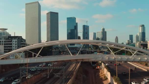 Tel Aviv Israele Settembre 2019 Centro Città Skyline Drone Aereo — Video Stock