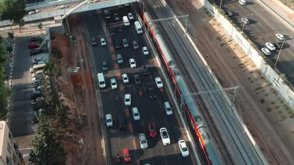 Tel Aviv Israel Septiembre 2019 Centro Ciudad Horizonte Aviones Tripulados — Vídeo de stock