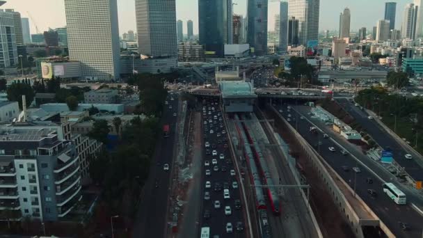Tel Aviv Srail Eylül 2019 Şehir Merkezi Hava Aracı Silueti — Stok video