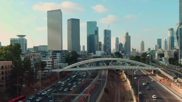 Тель Авив Израиль Сентября 2019 Года Центр Города Воздушных Беспилотников — стоковое видео