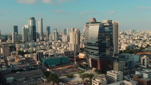 Tel Aviv Israel Septiembre 2019 Centro Ciudad Horizonte Aviones Tripulados — Vídeo de stock