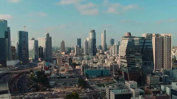 Tel Aviv Israel September 2019 Zentrum Der Stadt Drohnen Skyline — Stockvideo