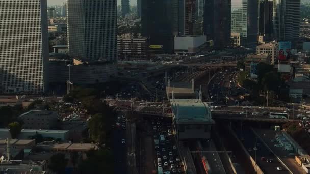 Tel Aviv Israel Septiembre 2019 Centro Ciudad Horizonte Aviones Tripulados — Vídeos de Stock