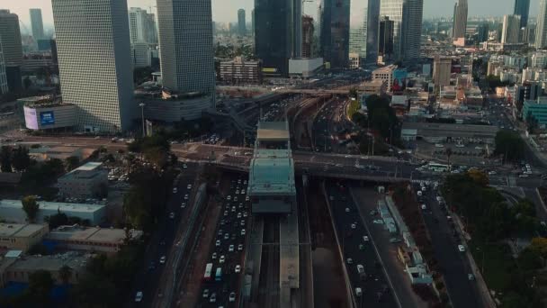 Tel Aviv Israël September 2019 Centrum Van Stad Luchtfoto Drone — Stockvideo