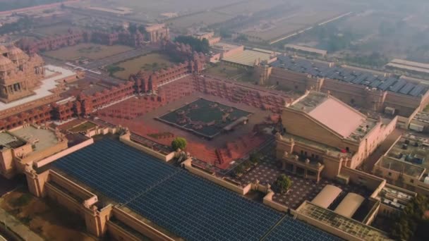 Delhi Hindistan Akshardham Tapınağı Hava Aracı Görüntüleri — Stok video