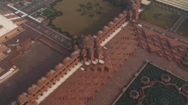 Delhi Indien Akshardham Templet Antenn Drönare Bilder — Stockvideo