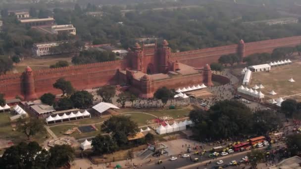 Delhi Índia Purana Qila Fort Imagens Drones Aéreos — Vídeo de Stock