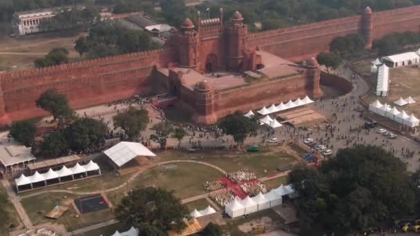 Delhi Índia Purana Qila Fort Imagens Drones Aéreos — Vídeo de Stock