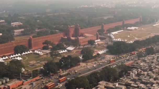 Delhi Índia Purana Qila Fort Imagens Drones Aéreos — Vídeo de Stock