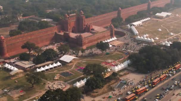 Delhi Índia Purana Qila Fort Imagens Drones Aéreos — Vídeo de Stock