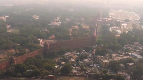 Delhi Índia Purana Qila Fort Imagens Drones Aéreos — Vídeo de Stock