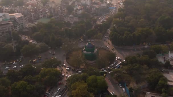 Delhi Antik Épület Belvárosban Drón — Stock videók