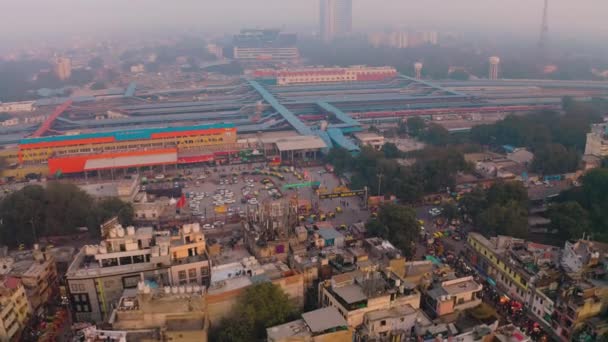 Delhi 2019 Ndls Rail Station Delhi India Aerial Drone — Stock Video
