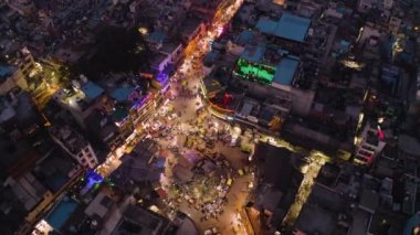 Delhi, Hindistan, Ana Pazar 4k gece hava aracı