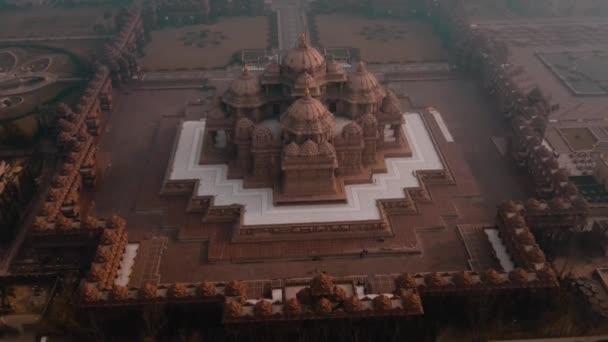 Delhi Indien Akshardham Templet Antenn Drönare Bilder — Stockvideo