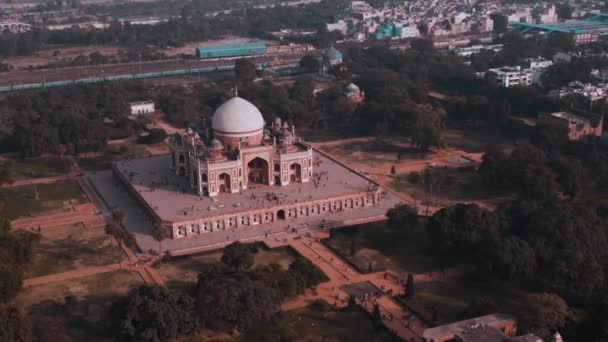 New Delhi India Jama Masjid Mosque Air Drone Video — стокове відео