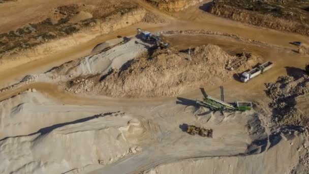 Heavy Machines Construction Site Aerial Drone — Stock Video