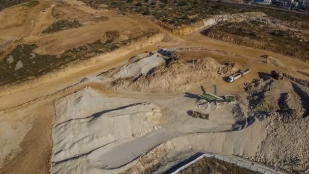 Heavy Machines Construction Site Aerial Drone — Stock Video