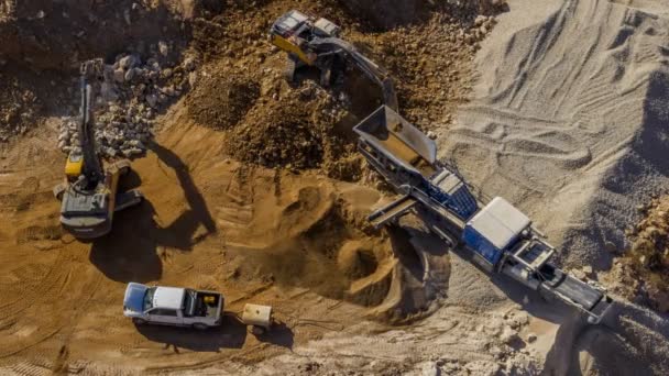 Ground Works Construction Site Heavy Machinery Hyper Time Lapse Aerial — Stock Video