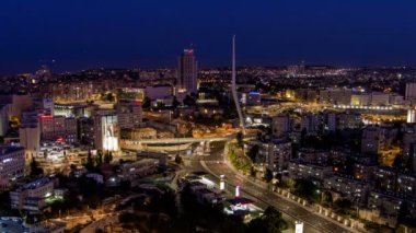 time lapse aerial footage of night cityscape 