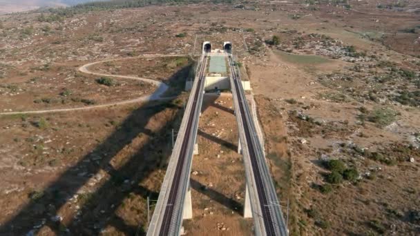 Wysokie Mosty Kolejowe Dolinach Judei Izraelu Widok Drony Lotnicze — Wideo stockowe