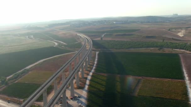 Pontes Trem Altas Nos Vales Judéia Israel Vista Aérea Drone — Vídeo de Stock