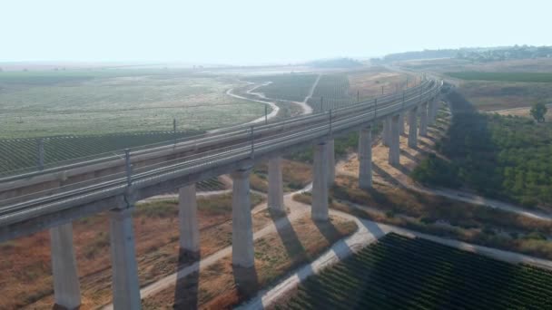 Srail Yahudiye Vadilerindeki Uzun Tren Köprüleri Hava Aracı Manzarası — Stok video