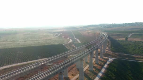 Srail Yahudiye Vadilerindeki Uzun Tren Köprüleri Hava Aracı Manzarası — Stok video