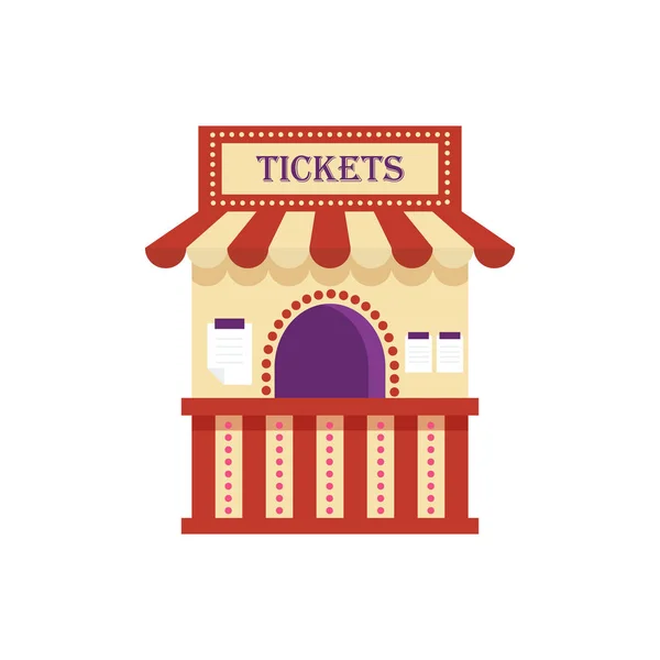Informacje o sprzedaży biletów na białym tle. Kino, teatr, park rozrywki element biletu stoisko kiosk wektor ilustracja — Wektor stockowy
