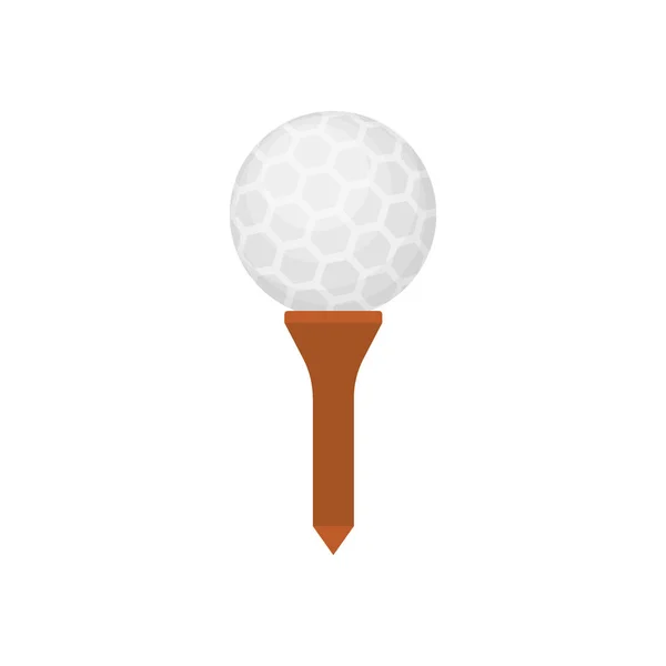 Golf ball icon on tee isolated on white background, flat element for golfing, golf equipment - vector illustration. — Stock Vector