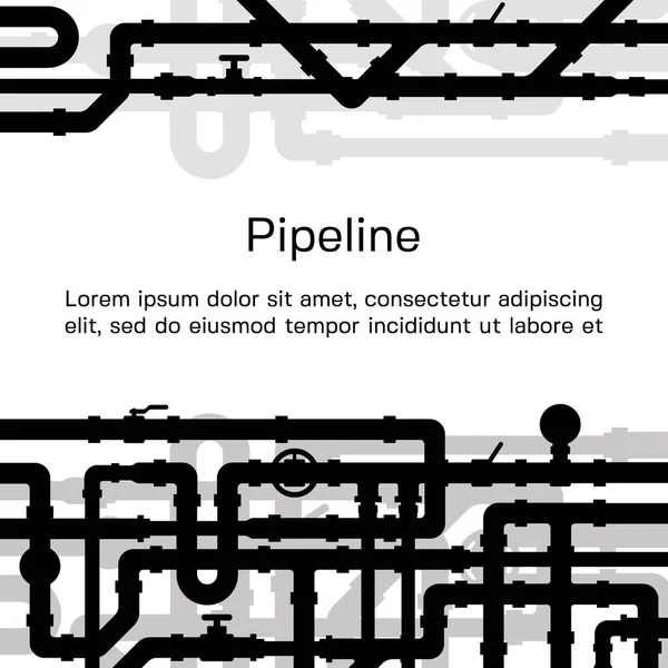 チューブと白い背景とテキストの場所にパイプラインの背景。水チューブの平らな要素。配管 fo ガス、石油産業。フラット スタイルのベクトル図 — ストックベクタ