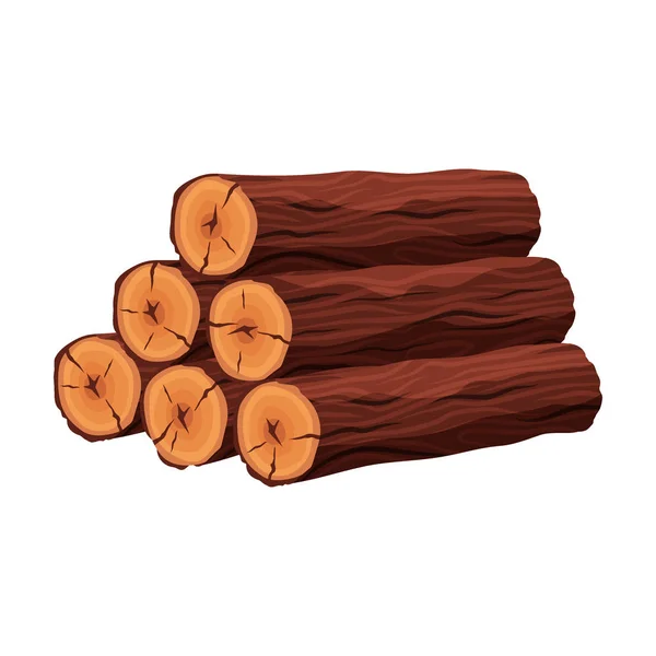 Stack of firewood materials for lumber industry isolated on white background. Pile of wood logs tree trunk - flat vector illustration — Stock Vector