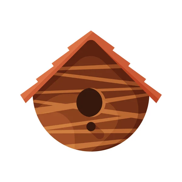 Casa de madera para pájaros hecha a mano aislada sobre fondo blanco. Caja de anidación casera de dibujos animados para aves, ecología redondeada ilustración de vectores de cajas de aves — Archivo Imágenes Vectoriales