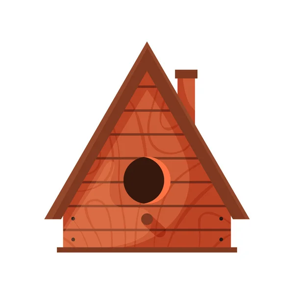 Wooden handmade bird house isolated on white background. Cartoon homemade nesting box for birds, ecology birdbox vector illustration — Stock Vector