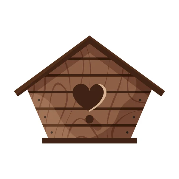 Casa di legno fatto a mano uccello isolato su sfondo bianco. Scatola di nidificazione fatta in casa del fumetto per uccelli, illustrazione del vettore della scatola degli uccelli di ecologia — Vettoriale Stock