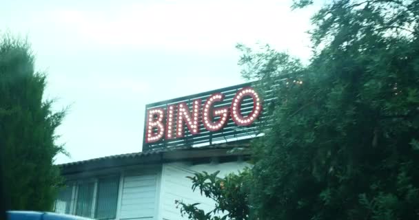 Neon Bingo Sign Building — Stock Video