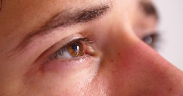 Young Attractive Man Looking Hope Eyes Close — Stock Video