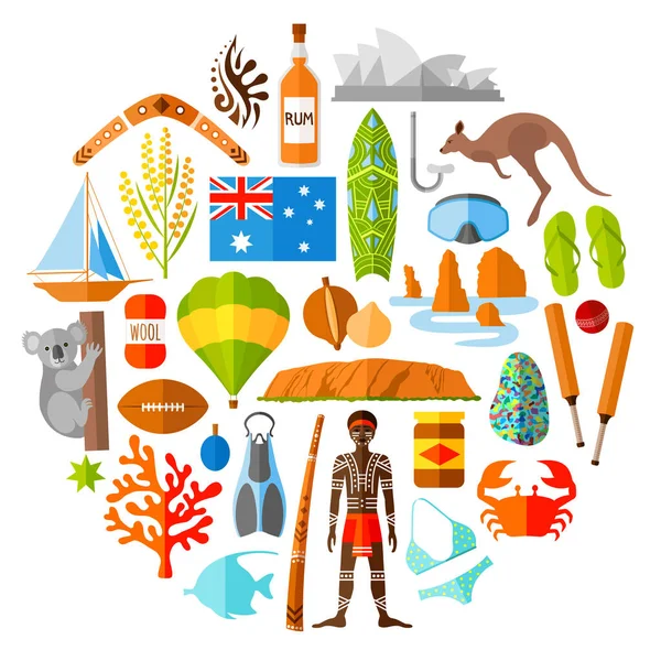 Vector iconos y símbolos australianos . — Vector de stock