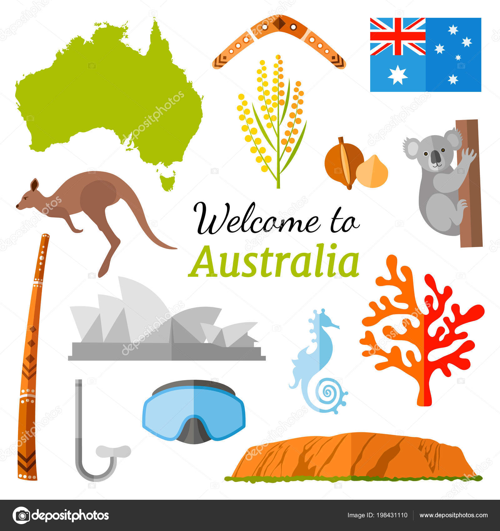 Australia Travel Banner Icons Souvenirs Design Elements Stock Vector Image ©kurmanstock.gmail.com #198431110