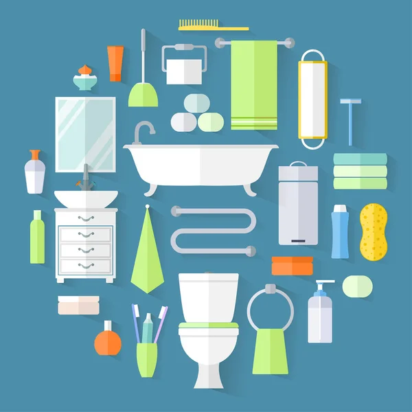 Conjunto Produtos Higiene Pessoal Ícones Ilustração Vetorial Mobiliário Saneamento Equipamentos — Vetor de Stock