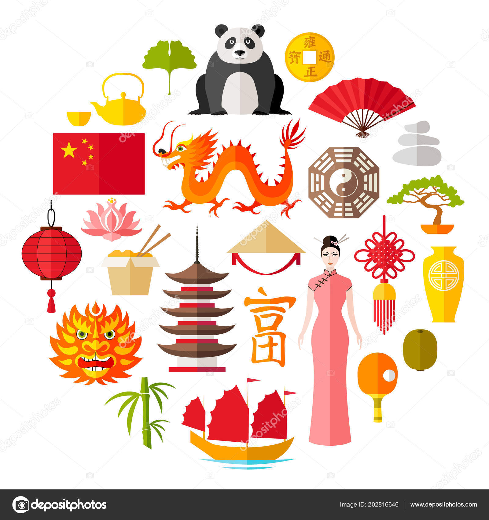 Jernbanestation hævn skuespillerinde Symbols China Vector Traditional Chinese Souvenirs Accessories Attributes  Set Icons Stock Vector Image by ©kurmanstock.gmail.com #202816646