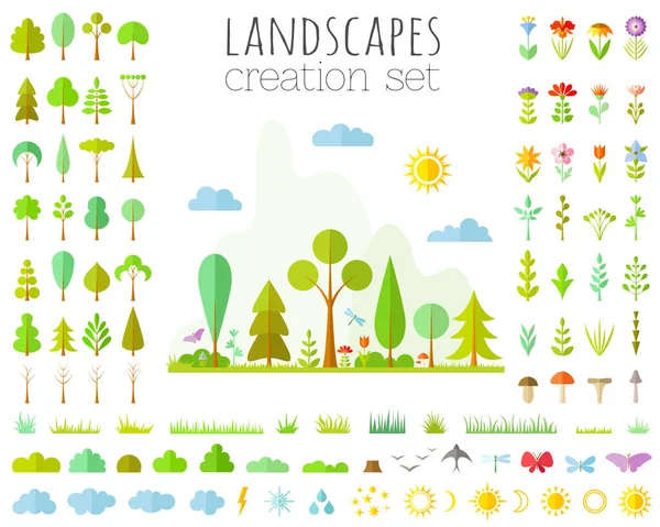 Vector set bos elementen. landschappen constructor. — Stockvector