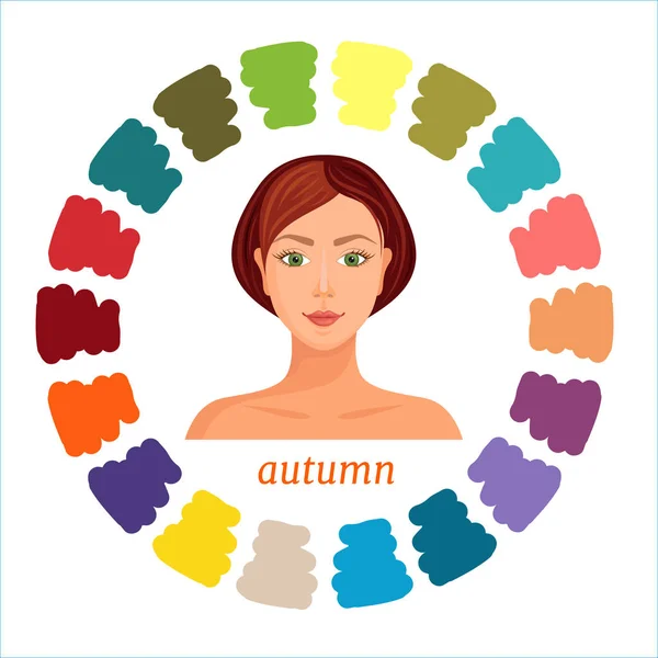 Une sélection des meilleures couleurs adaptées au type de couleur d'automne. Vecteur . — Image vectorielle
