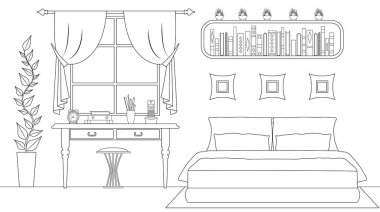 Vektör Lineer yatak odası iç.