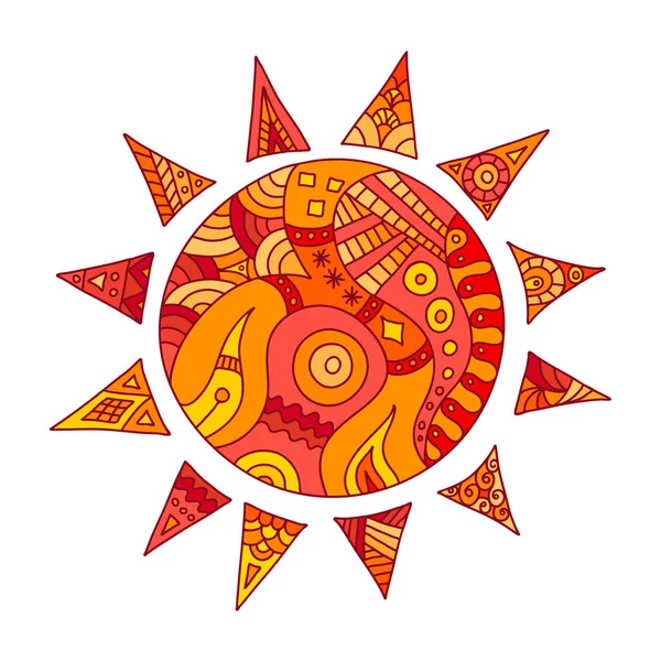 Vetor Pintado Sol Sol Desenhado Mão Com Raios Modelo Para —  Vetores de Stock
