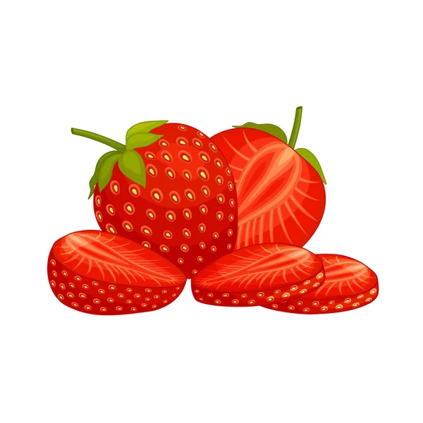 Banner Strawberries Vector Composition White Background — Stock Vector
